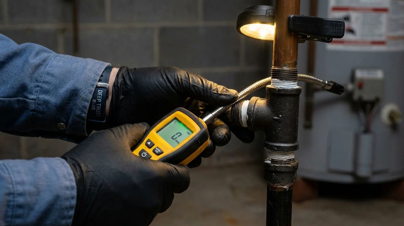 Gas leak detection with electronic sniffer by Johns Plumbing LLC in Hempstead